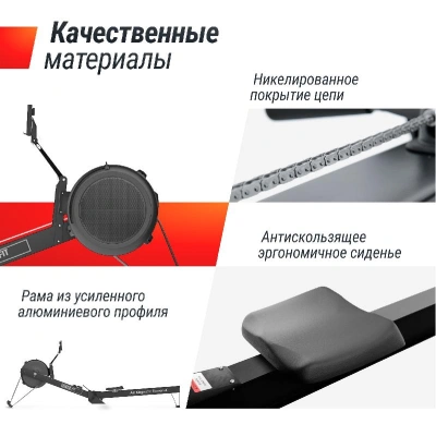 Гребной тренажер UNIX Fit Air аэромагнитный / Magnetic Rower-X черный